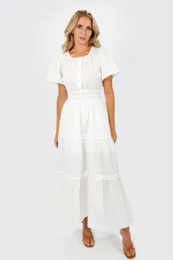 Tobi Salem Button Up Tiered Maxi Dress -