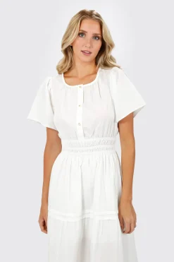 Tobi Salem Button Up Tiered Maxi Dress -