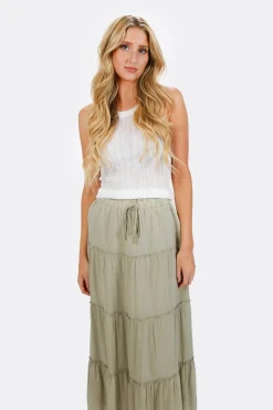 Tobi Sariyah Tiered Maxi Skirt - Clay
