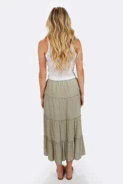 Tobi Sariyah Tiered Maxi Skirt - Clay