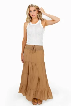 Tobi Sariyah Tiered Maxi Skirt - Clay