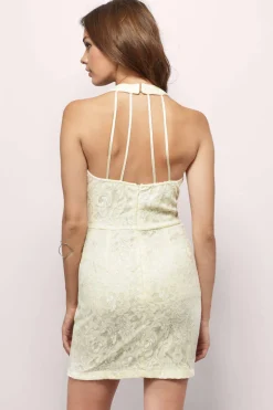 Tobi Sassy Lines Lace Open Back Mini Dress -