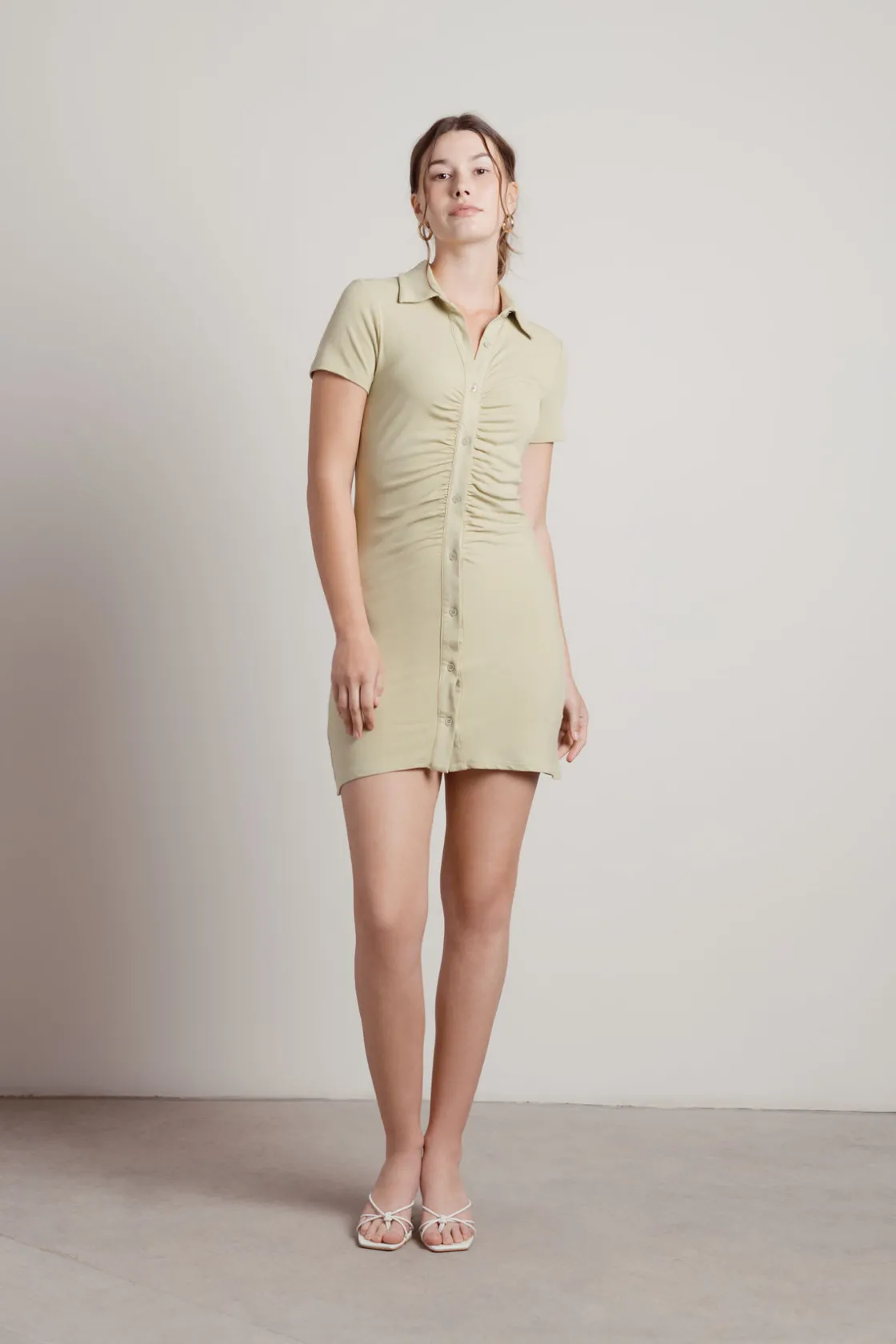 Tobi Saturn Collared Ruched Mini Dress -