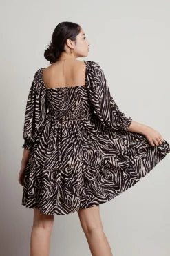 Tobi Savana Zebra Print Skater Mini Dress -