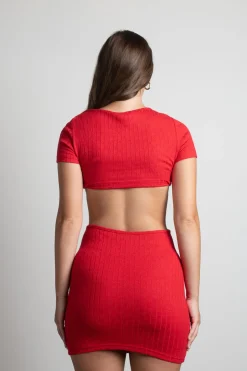 Tobi Say It Again Cutout Bodycon Mini Dress - Ketchup Red