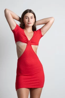Tobi Say It Again Cutout Bodycon Mini Dress - Ketchup Red