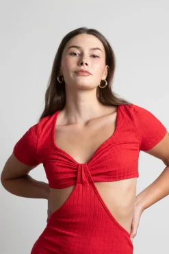 Tobi Say It Again Cutout Bodycon Mini Dress - Ketchup Red