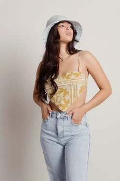 Tobi Scarf It Up Crop Top - Yellow