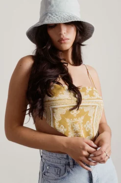 Tobi Scarf It Up Crop Top - Yellow
