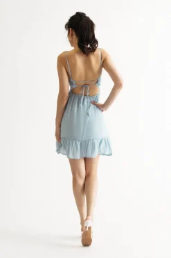 Tobi Scarlette Blue Tiered Skater Dress