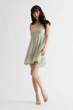 Tobi Scarlette Blue Tiered Skater Dress