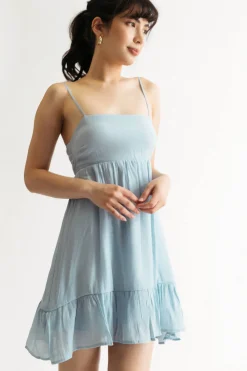 Tobi Scarlette Blue Tiered Skater Dress