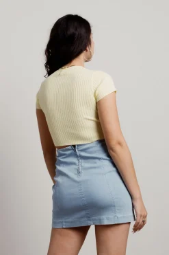 Tobi See Through You Crop Top - Yellow
