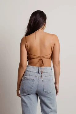 Tobi Seen Enough Crop Top - Mocha Grey