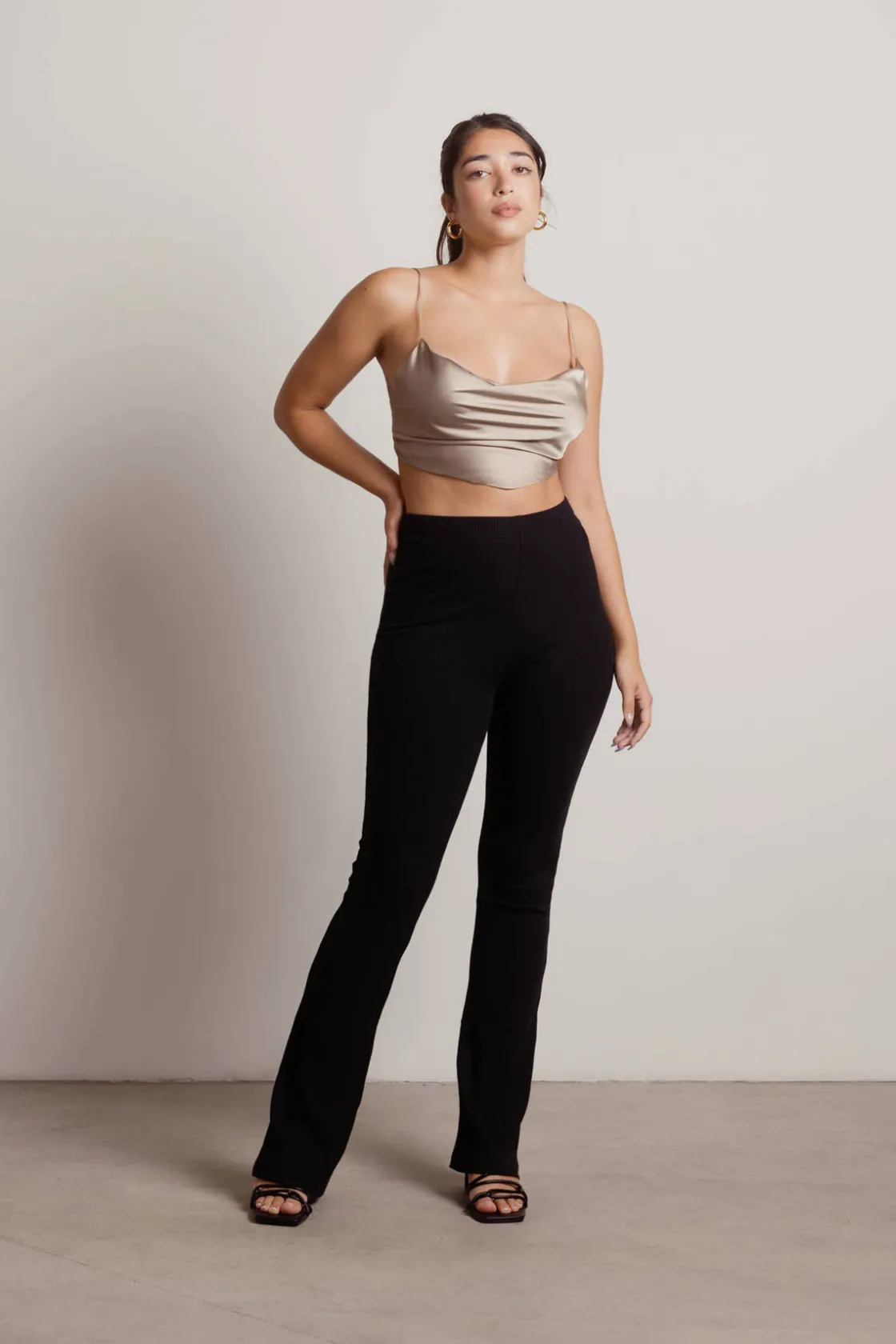 Tobi Seen Enough Crop Top - Mocha Grey