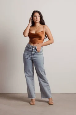 Tobi Seen Enough Crop Top - Mocha Grey