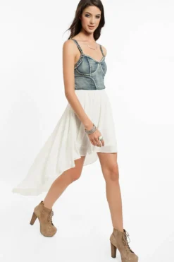 Tobi Selena Denim Bustier Mini Dress - Black