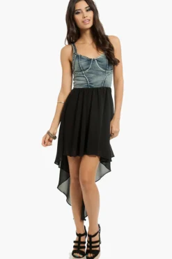 Tobi Selena Denim Bustier Mini Dress - Black