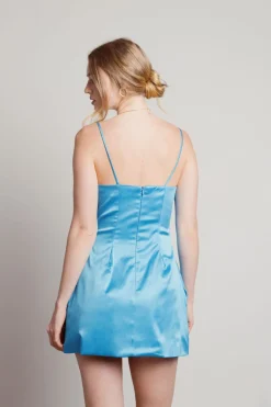 Tobi Serena Satin A-line Mini Dress - Blush