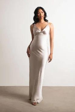 Tobi Set The Bar Satin Cami Maxi Dress - Light Gold