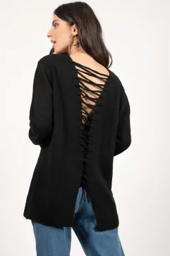 Tobi Shallow Waters Lace Up Sweater -