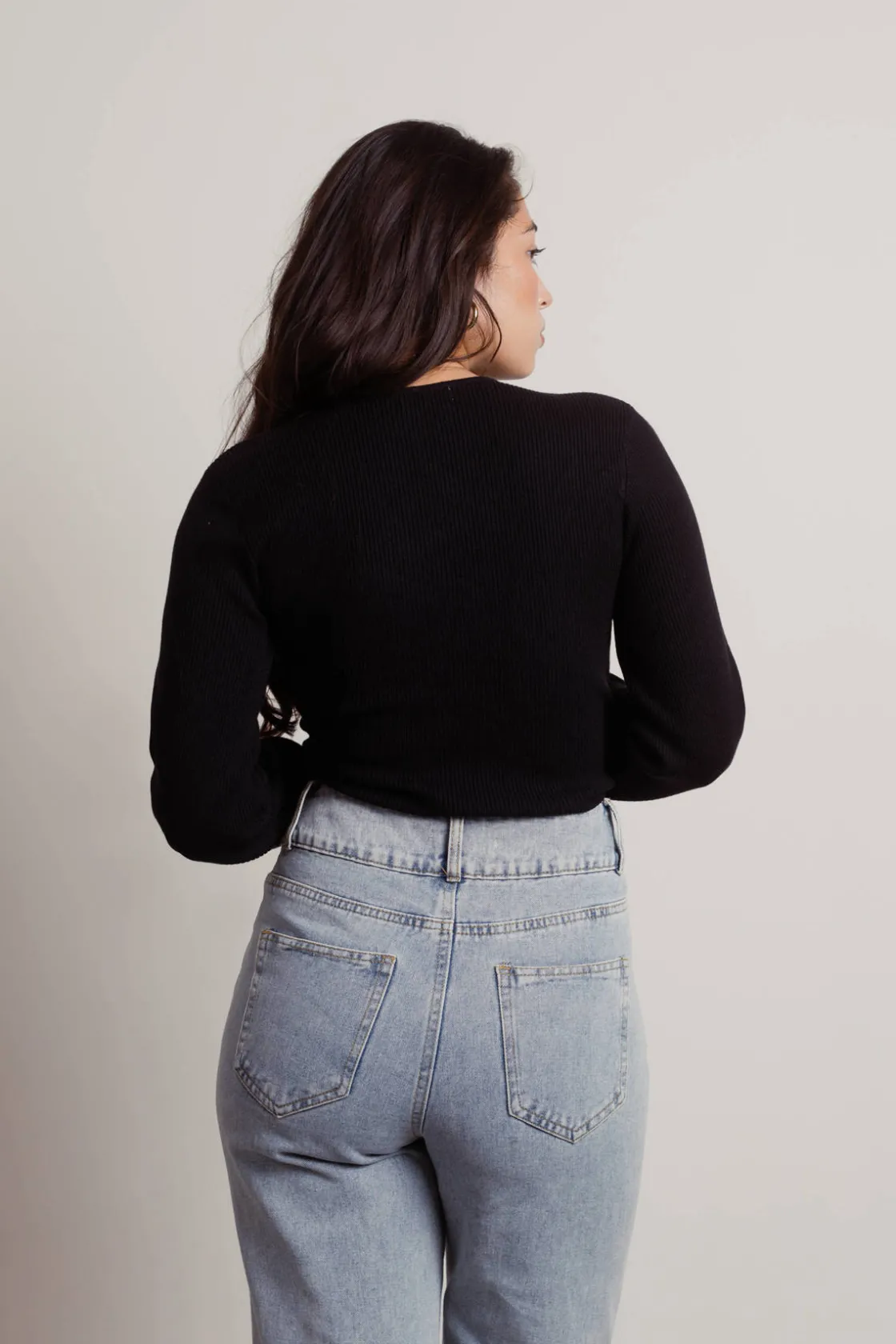 Tobi Sheila Deep V Sweater - Black