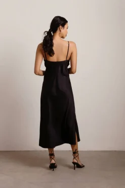 Tobi Show Up Satin Cami Midi Dress - Black
