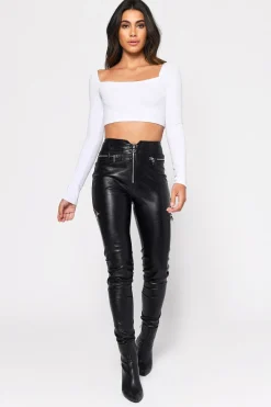 Tobi Side Note Crop Top - Black