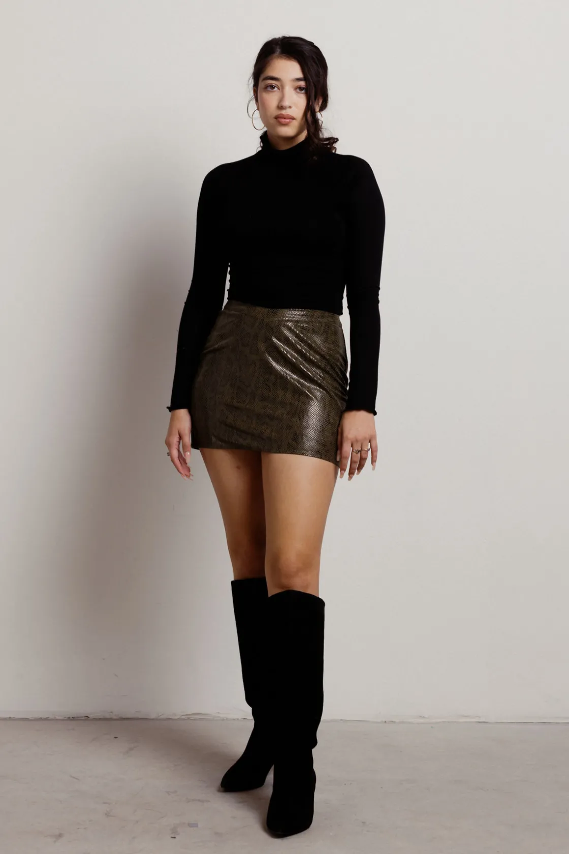 Tobi Slither Thru Snake Print Mini Skirt -