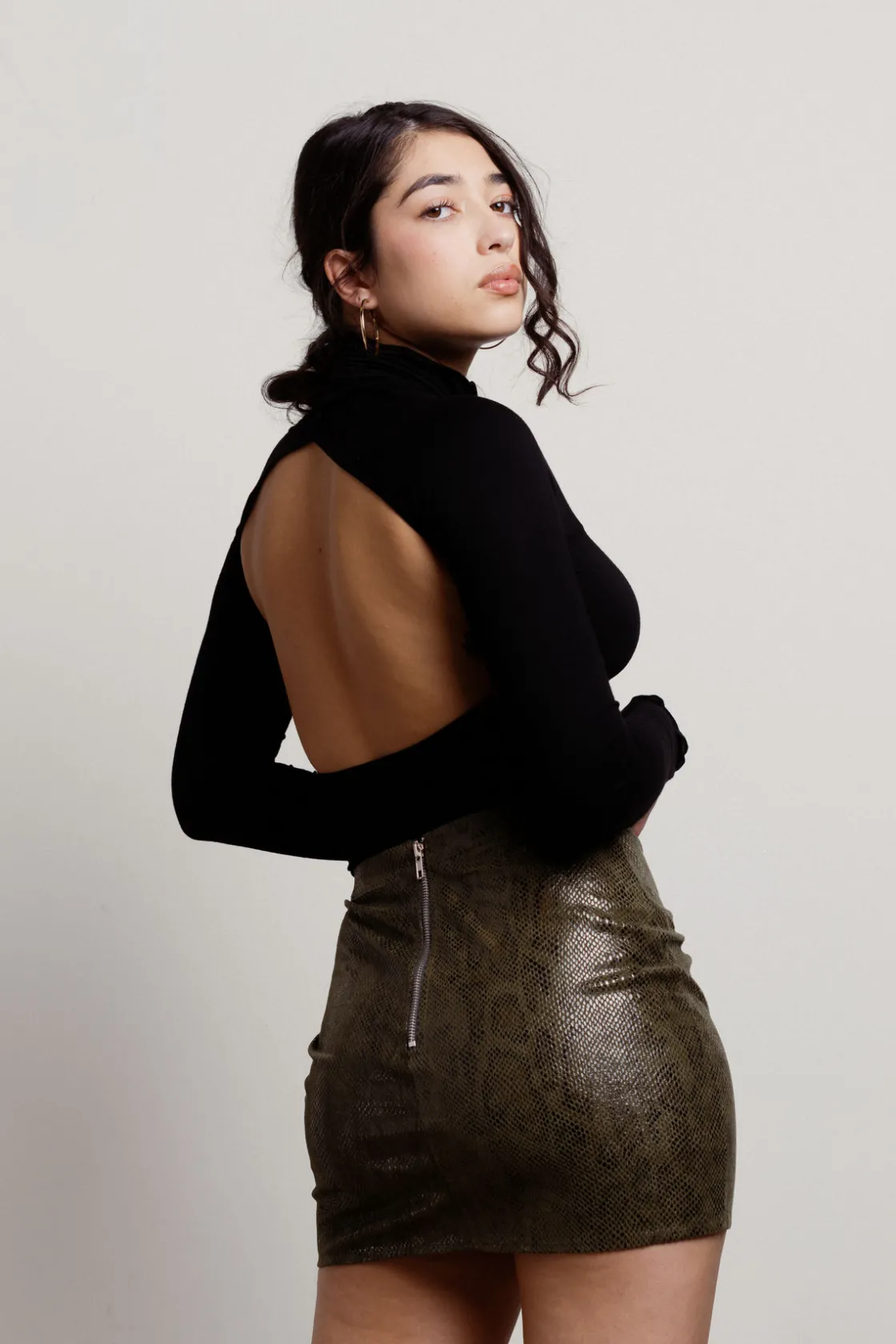 Tobi Slither Thru Snake Print Mini Skirt -