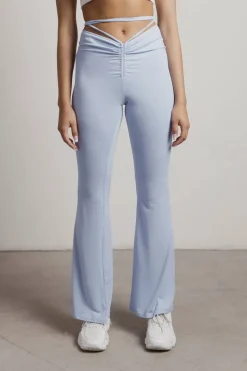Tobi Snazzer Ruched Waist Tie Pants - Light Blue