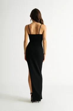 Tobi So Gone Rhinestone Side Slit Bodycon Maxi Dress