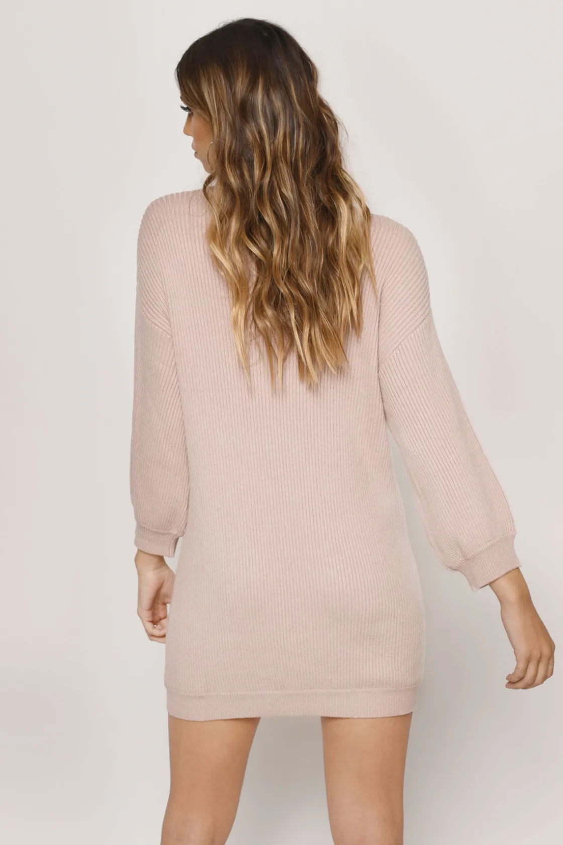 Tobi So Lost Ribbed Sweater Mini Dress - Heather Grey