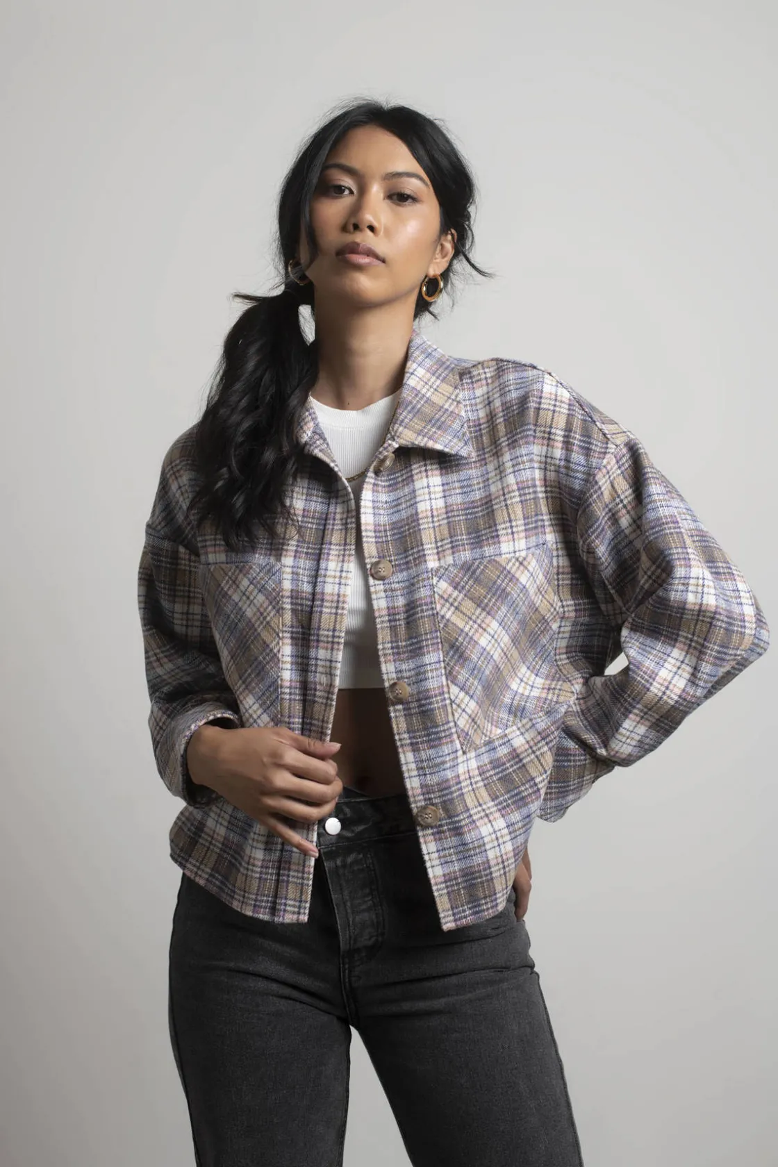 Tobi So Lucky Plaid Shacket -