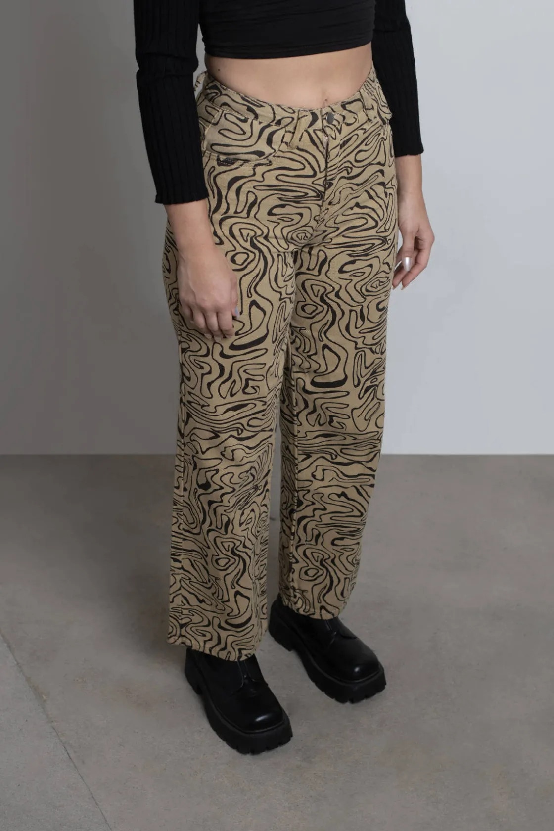 Tobi So Wavy Straight Leg Pants - Green Multi