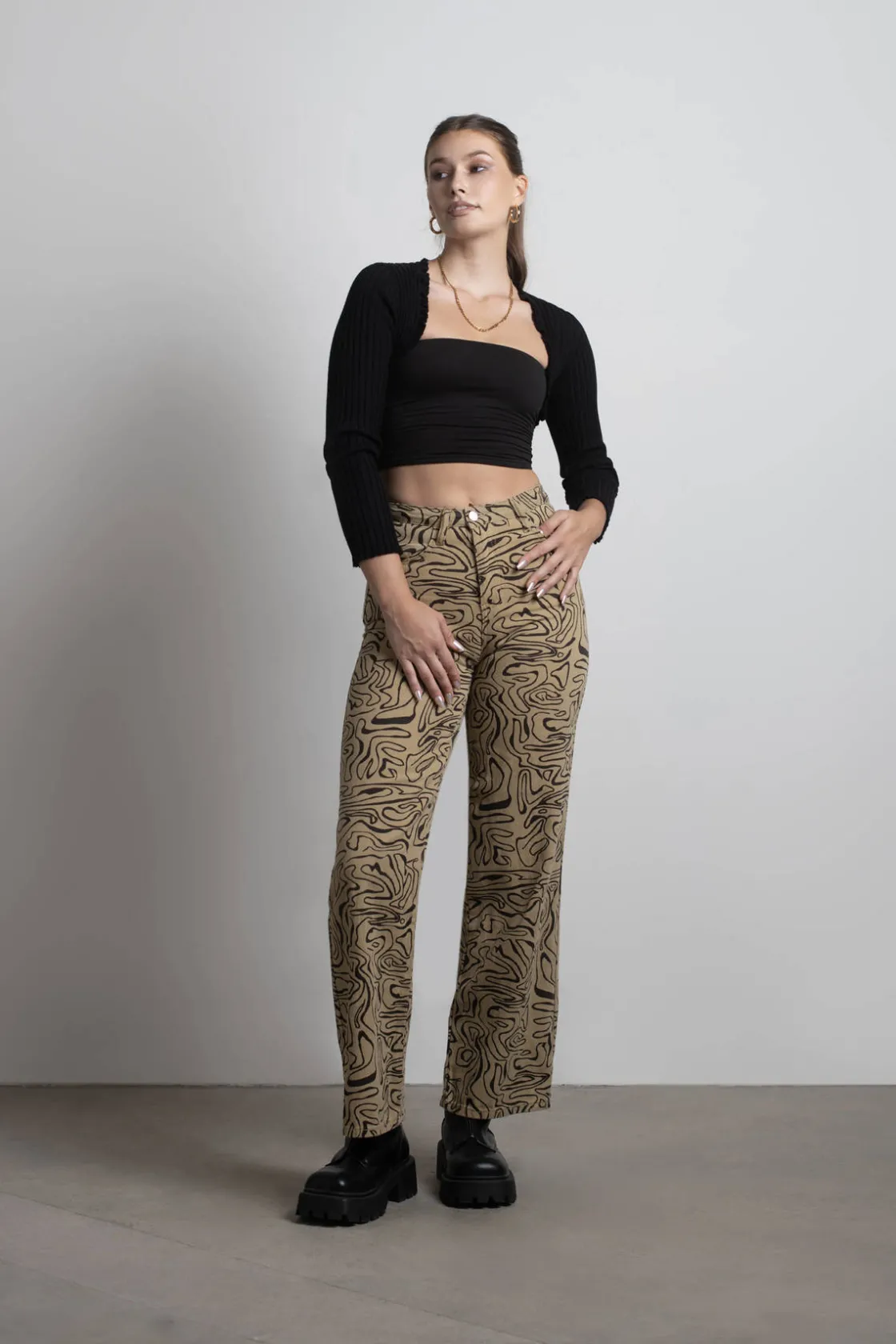 Tobi So Wavy Straight Leg Pants - Green Multi