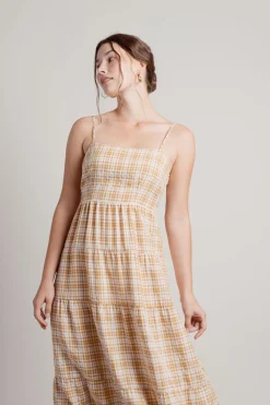 Tobi Soak Up The Sun Plaid Cami Midi Dress -
