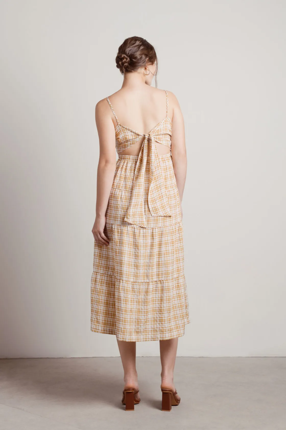 Tobi Soak Up The Sun Plaid Cami Midi Dress -