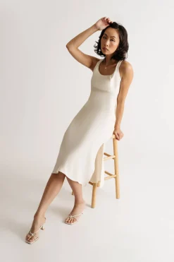 Tobi Something New Satin Open Back Midi Dress -