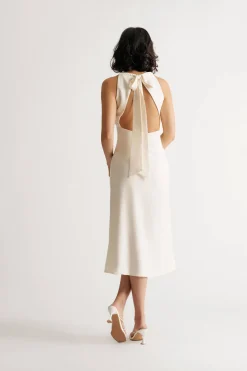 Tobi Something New Satin Open Back Midi Dress -