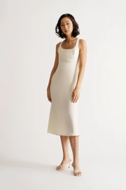 Tobi Something New Satin Open Back Midi Dress -