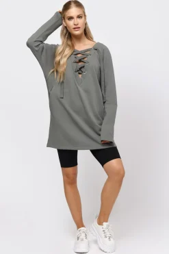 Tobi Sophia Lace Up Mini Dress - Black