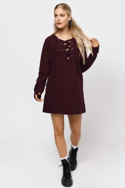 Tobi Sophia Lace Up Mini Dress - Black