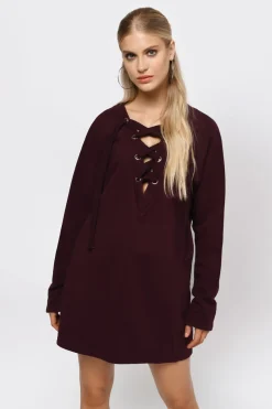 Tobi Sophia Lace Up Mini Dress - Black