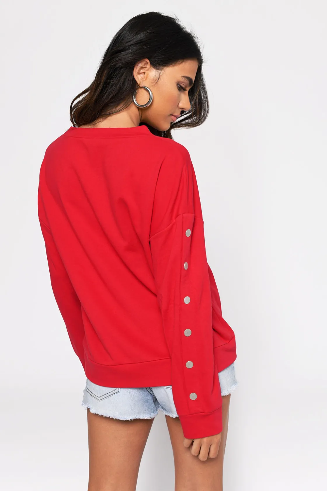 Tobi Sophie Snap Button Sweatshirt - Black