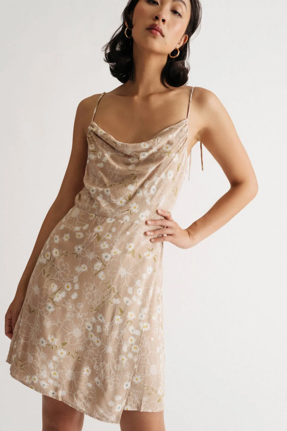 Tobi Spring Lover Floral Cowl Neck Mini Dress -