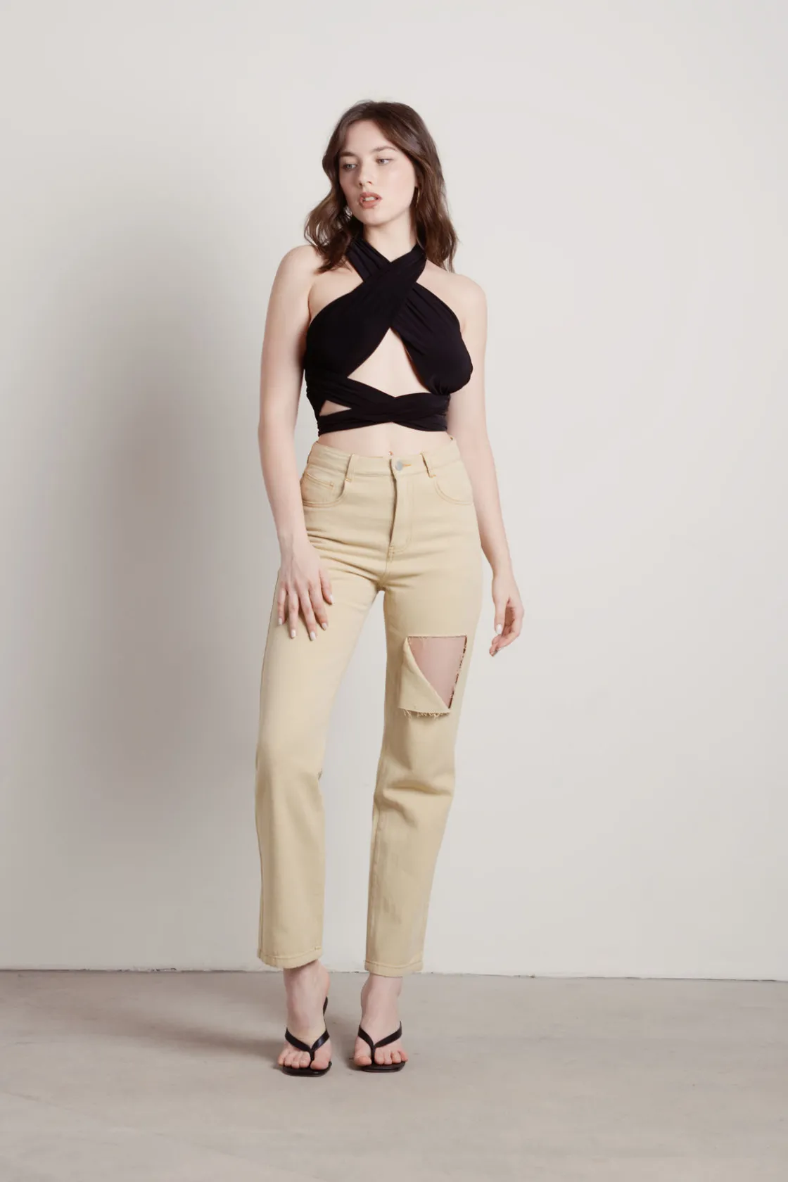 Tobi Spring Rain Crop Top - Black