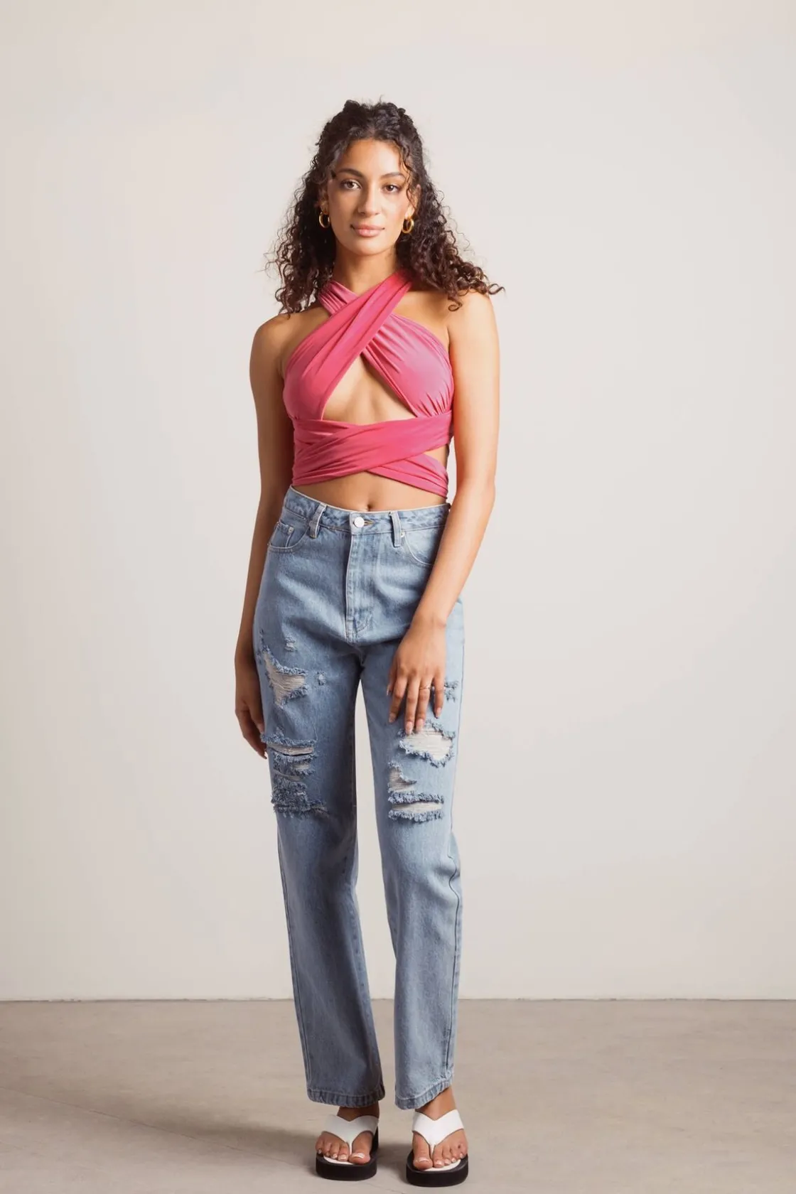 Tobi Spring Rain Crop Top - Black