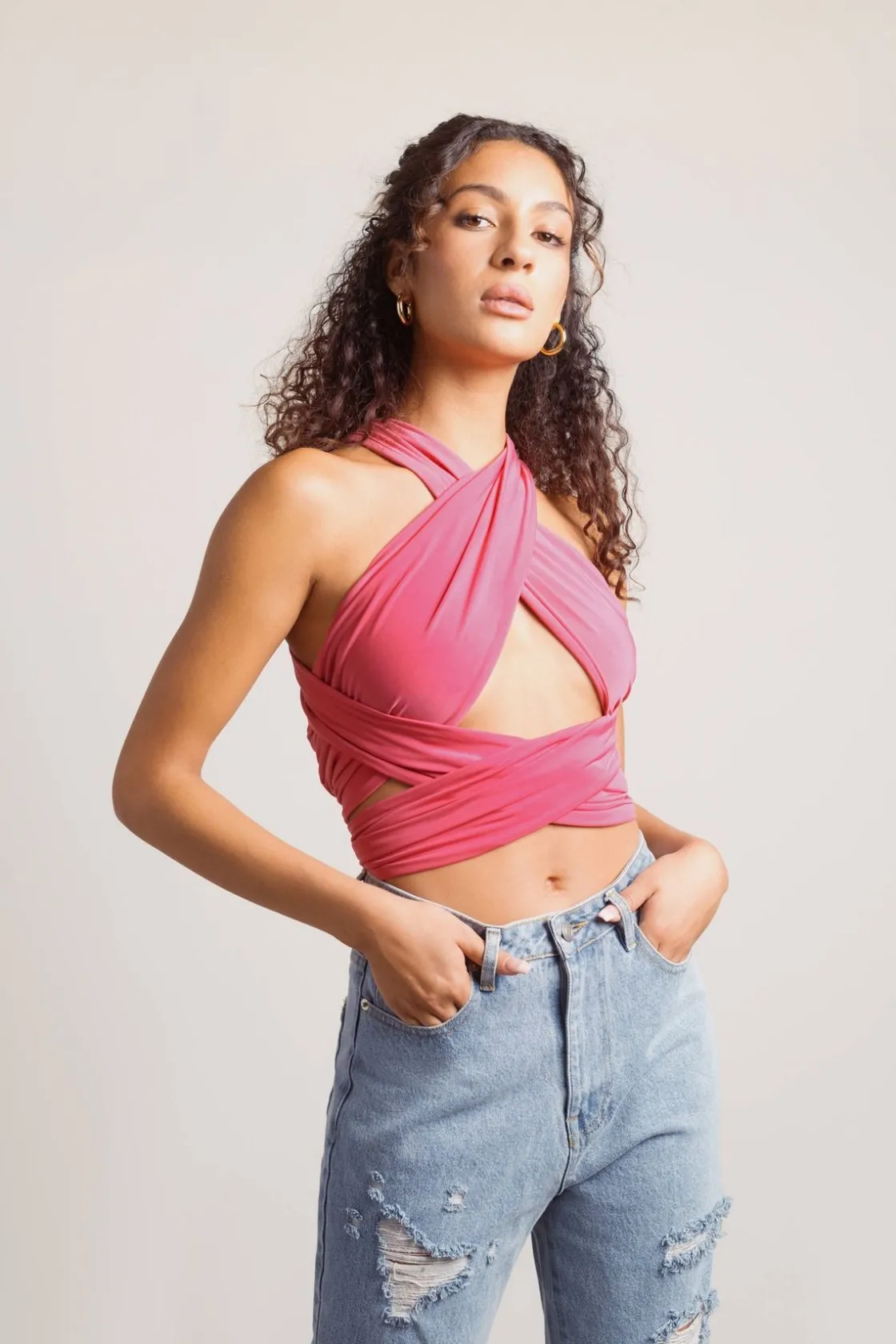 Tobi Spring Rain Crop Top - Black