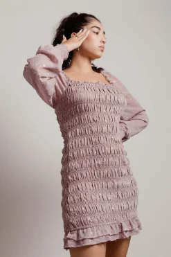Tobi Starbright Smocked Balloon Sleeve Mini Dress -